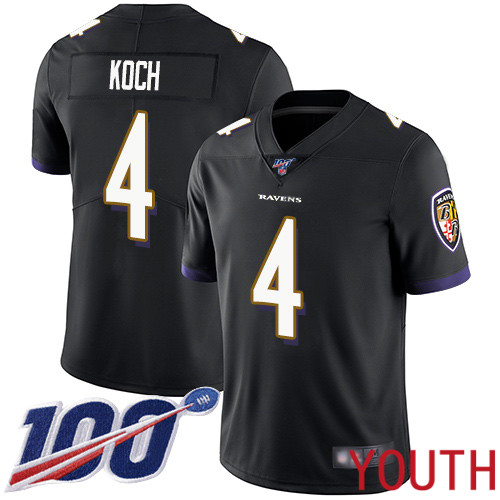 Baltimore Ravens Limited Black Youth Sam Koch Alternate Jersey NFL Football #4 100th Season Vapor Untouchable->youth nfl jersey->Youth Jersey